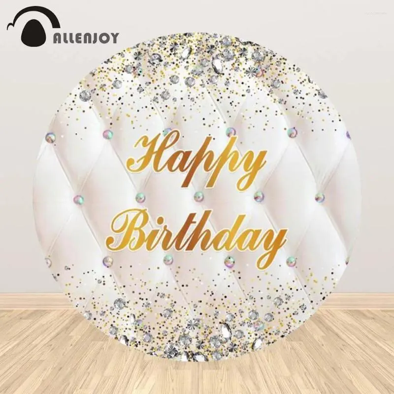 Party Decoration Allenjoy Happy Birthday Round Background Diamond Silver Bokeh Bed Board Circle Celebration Pography Props Backdrop
