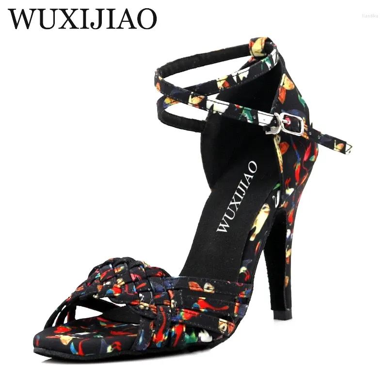 Dansschoenen wuxijiao moderne bloemen doek salsa vrouwen eenvoudige stijl meisjes latin balroom soft bottom bodem