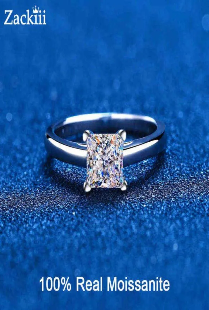 Ceried Princess Moissanite Förlovningsring 1CT 2CT Colorless VVS Diamond Bridal Proposal Rings Sterling Silver Weddig Band X2202143916670
