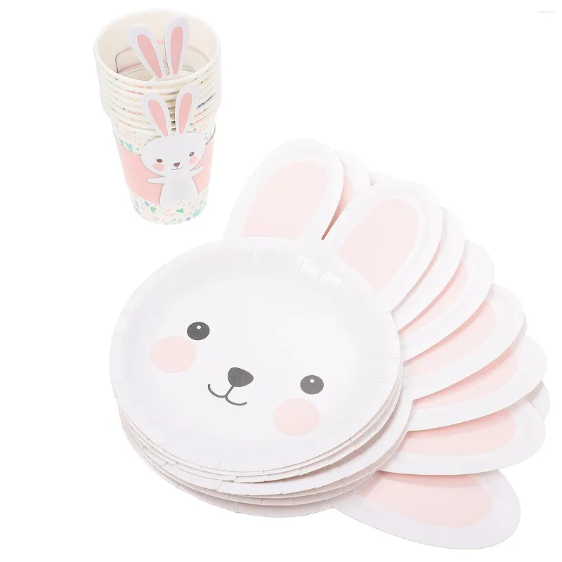 Disposable Dinnerware 24 Pcs Easter Paper Plates Wedding Ceremony Decorations Party Supplies Cups Tableware Child