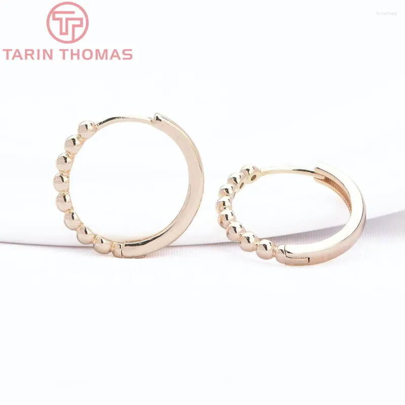 Hoop oorbellen (8749) 6 stcs 16,5x16 mm 24k gouden kleur messing ronde dubbelzijdige gesp hoge kwaliteit doe-het-zelf sieraden maken