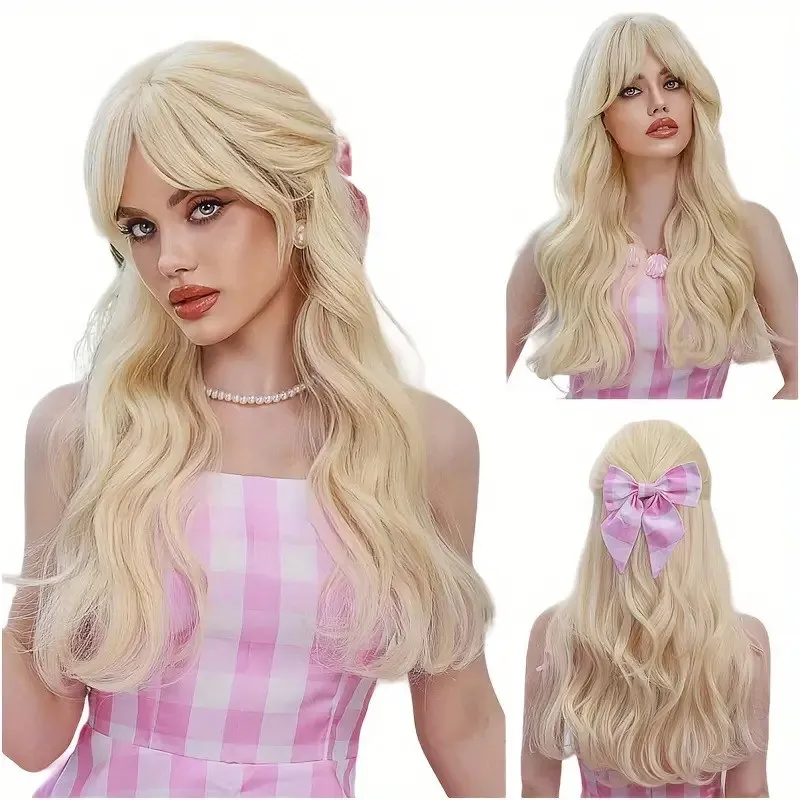 Long Curly Europe och Amerika peruker för kvinnor flickor flera färger full syntetisk hår peruk afrikanska naturliga peruker cosplay barbie dropshipping