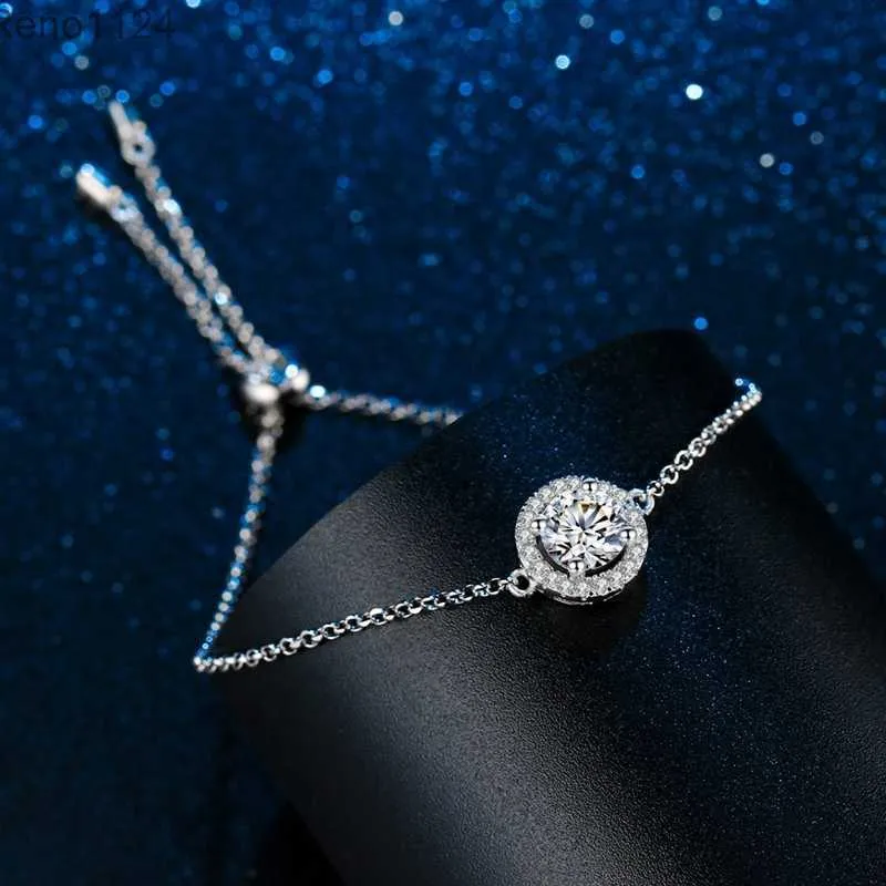 Jóias de moda moissanita de corte redondo clássico brilhante 925 Sterling Silver Moissanite Diamond Bracelet