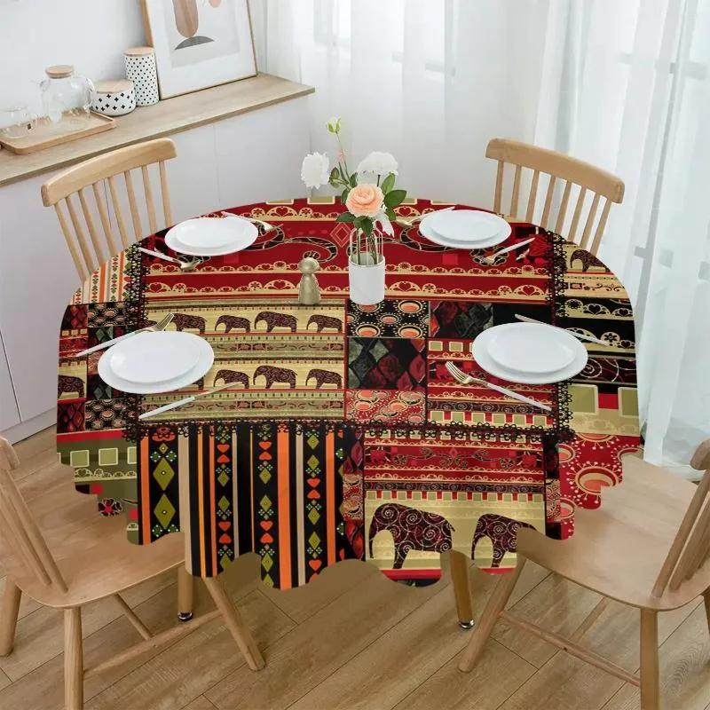 Panno tavolo africano tovaglie rotonde etniche elefanti per pranzo cover impermeabile cucina soggiorno