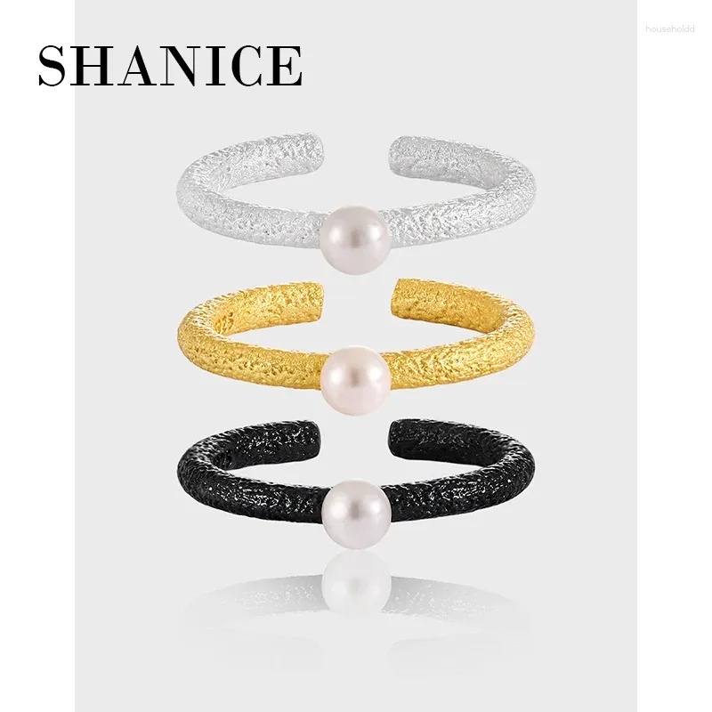 Cluster Rings SHANICE S925 Sterling Silver Small Pearl Ring For Women Simple Elegant Adjustable Opening Jewelry