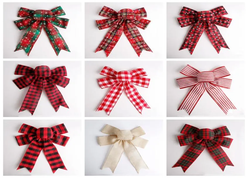 Grid Christmas Bowknot Red Green Bow decoração de árvore de Natal Decoração de árvore de Natal Ano Novo Festival Party Home Wedding Decor VT171601103