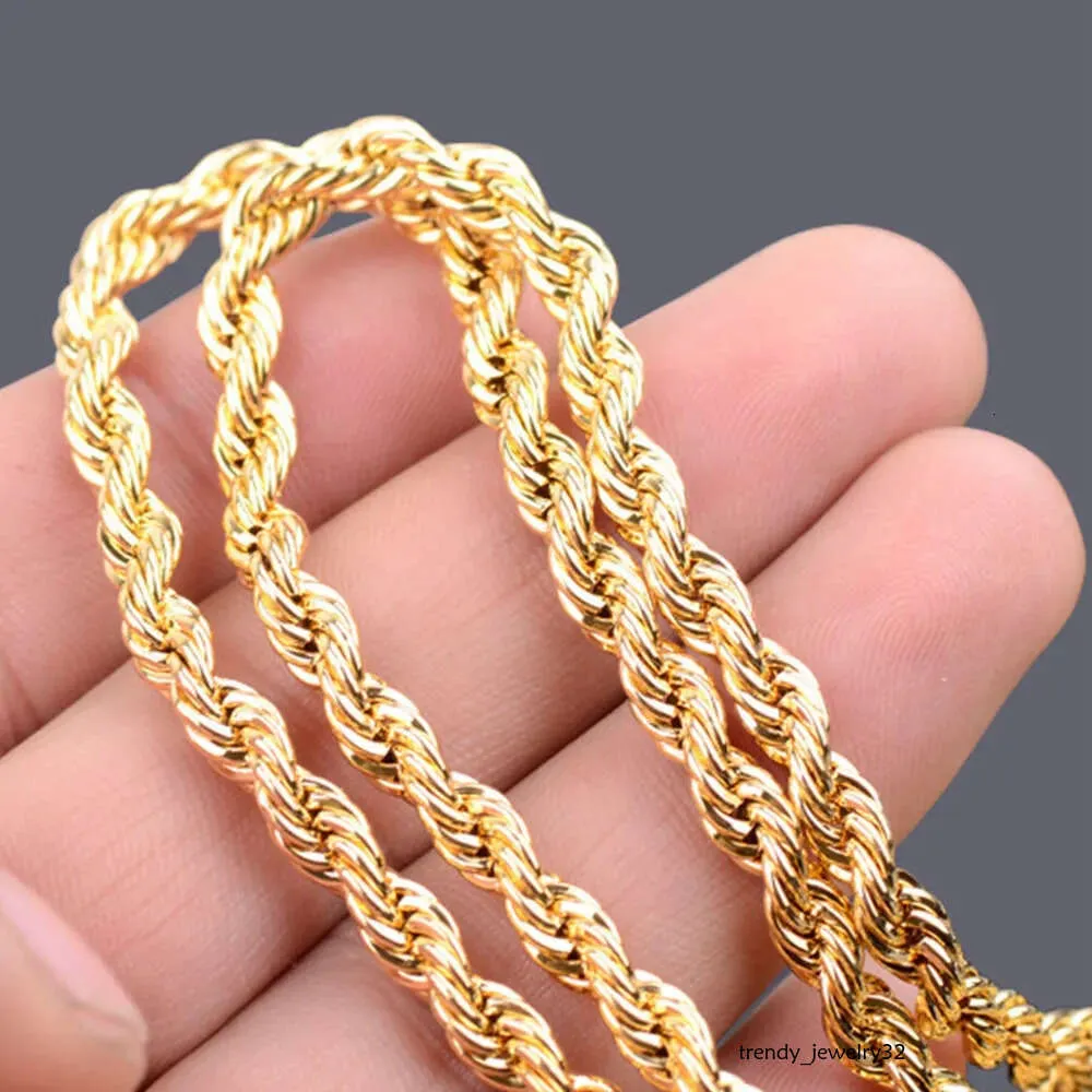 Gold Filledd Twisted Link Chain Colar Jewelry Womens Mens Colar