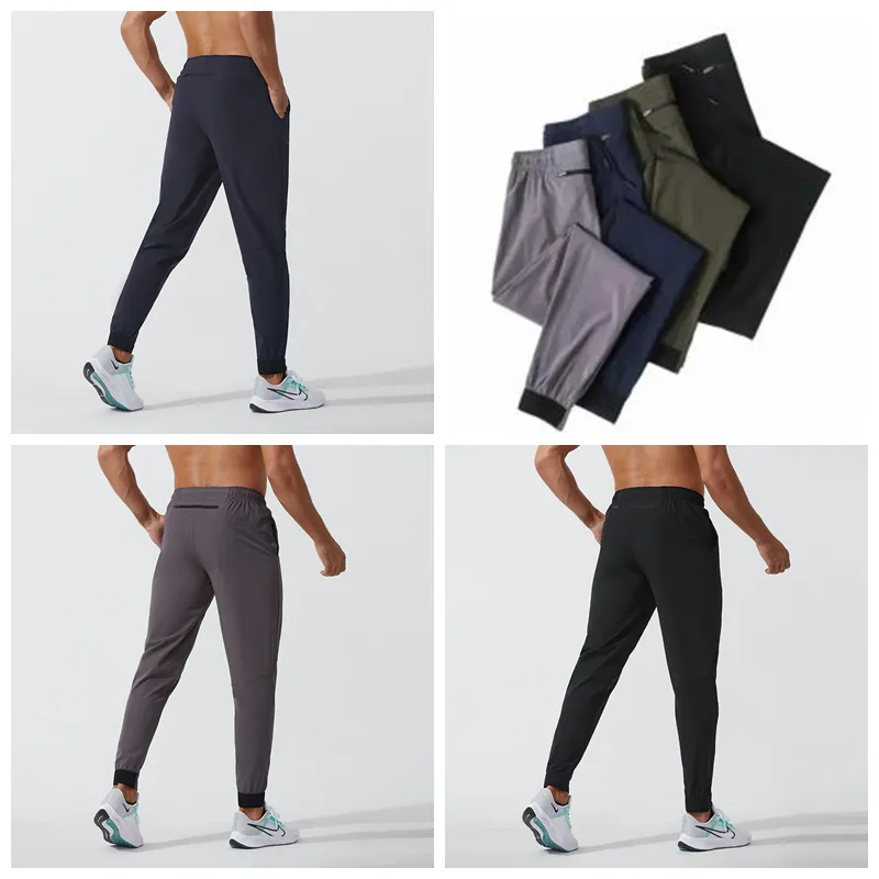 Herr jogger långa byxor sport yoga outfit snabb torr dragkammare gym fickor sweatpants byxor mens avslappnad elastisk midje fitness 2024 ny het