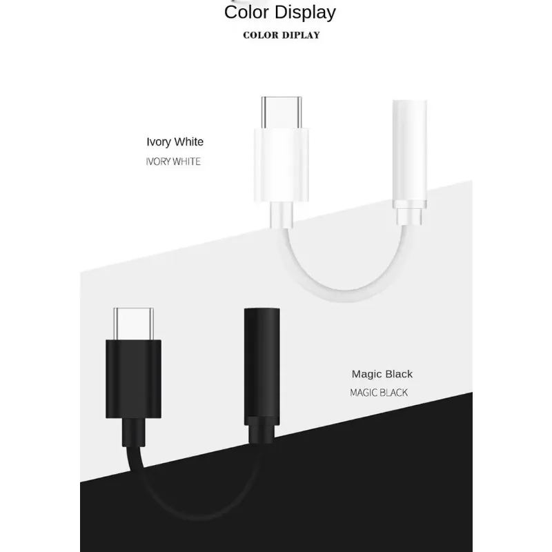 Плетенный кабельный адаптер USB-C Тип C до 3,5-мм разъему