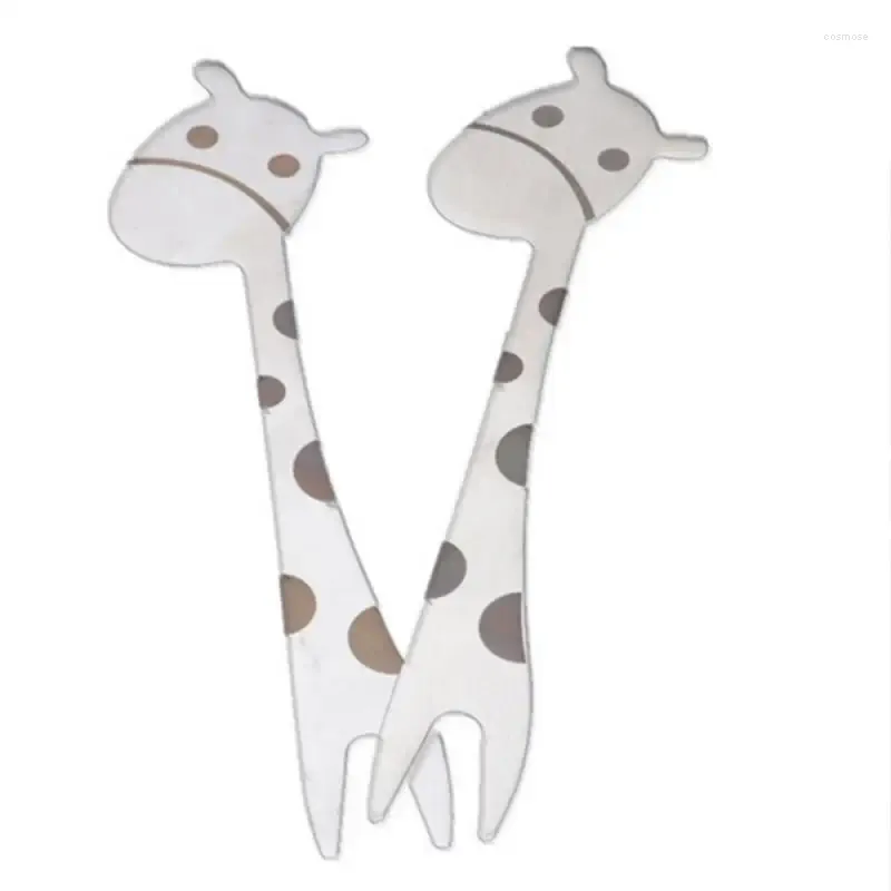 Forks Small Fork Scoop en acier inoxydable cuillère portable giraffe enfants couverts