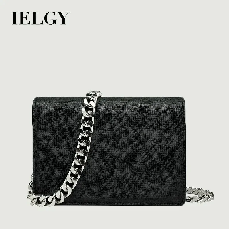 Ielgy Bag Girl Женская сумка простая маленькая квадратная модная цепь сетка красное черное плечо шпилька 240429