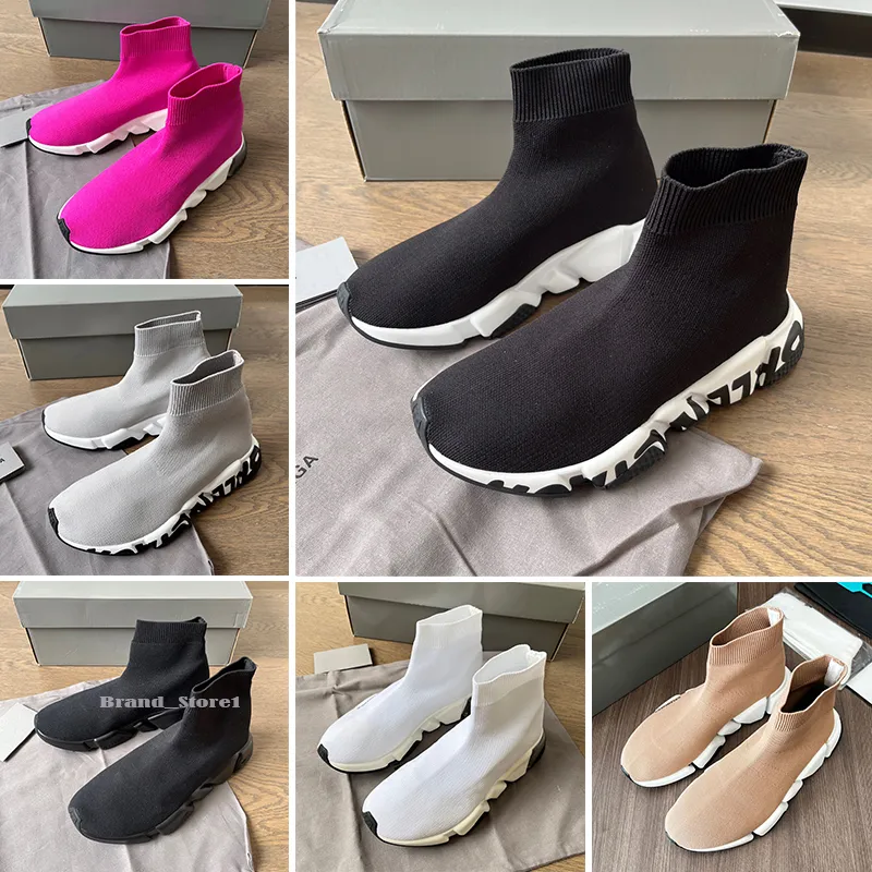 Designer-Sockenschuhe Männer Frauen Socken Stiefel Geschwindigkeit 1.0 2.0 Trainer Runner Sneaker Top-Qualität Casual Shoes Graffiti Clear Sohle atmable Plattform Stiefel Schuhgröße 35-45