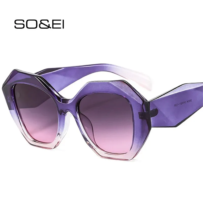 Donc ei rétro surdimensionné de polygones irréguliers Femmes de soleil Lunettes de soleil Fashion Jelly Color Nuances UV400 Men Gradient Sun Glasshes 240510