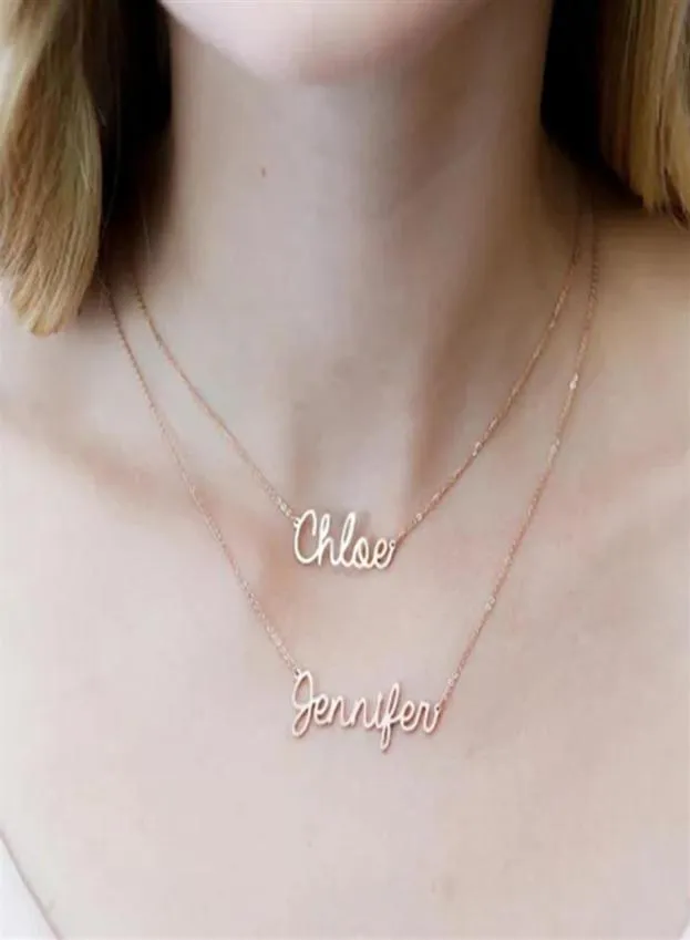 Double Name Teo Layers Personalized Custom Name Pendant Necklace Customized Cursive Nameplate Necklace Handmade Birthday Gift238r6595974