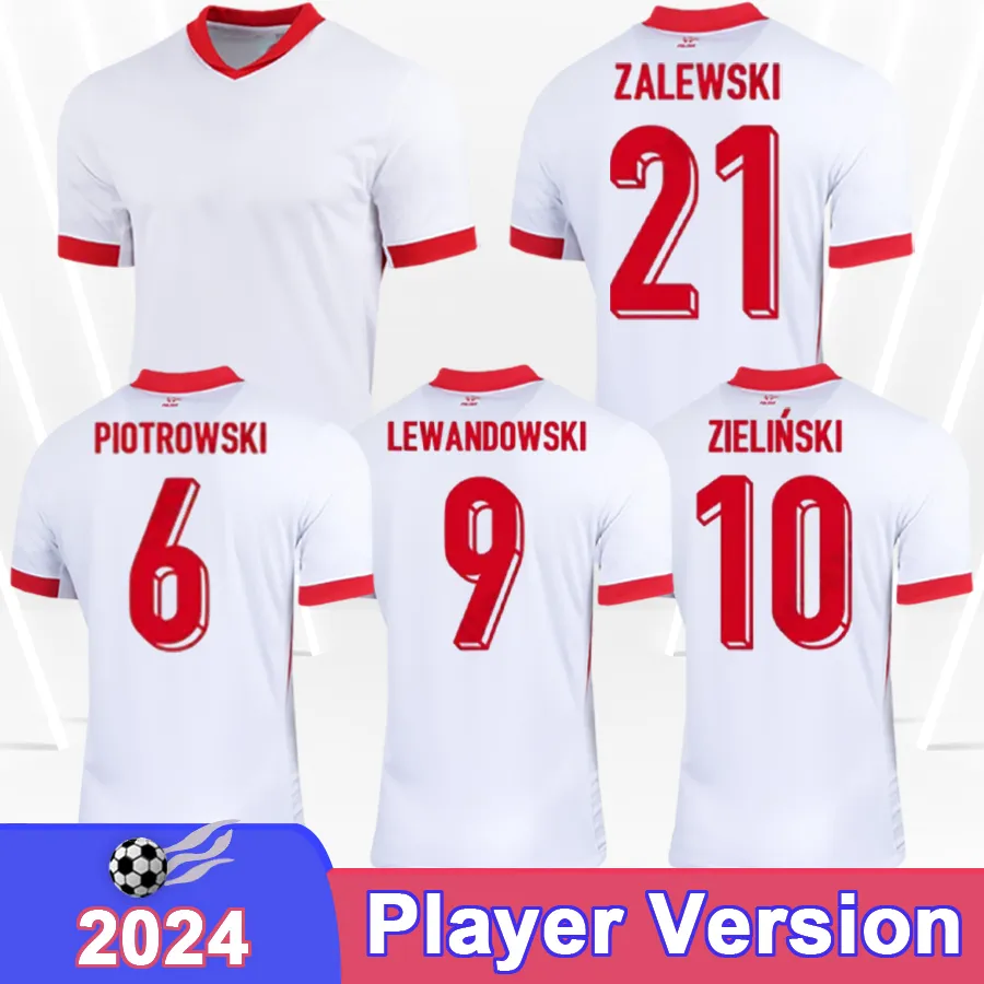 2024 Polen Mens Player voetbaltruien Lewandowski Zielinski Swiderski Grosicki Frankowski Zalewski Piatek Slisz Home Football Shirts