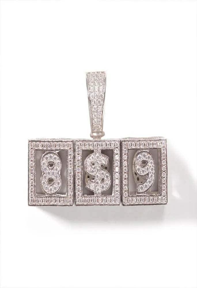 Nombre personalizado AZ Single estereoscópico Carta cuadrada Collar colendiente Gold Silver Cubic Cubic Men Women Hip Hop Jewelry2143583