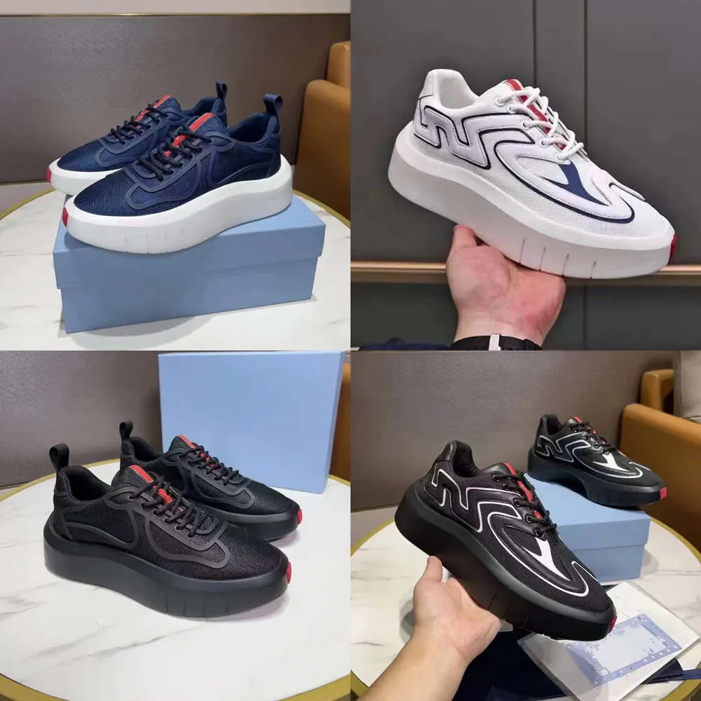 2024 Luxury Brand Men Runner Sneakers Casual Shoes Thunder Sneaker 19FW Americas Cup Sneakers Capsule Series Shoe Color Matching Increase Platform Rubber Sneaker