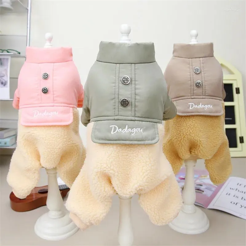Hundkläder liten och medelstor teddy poodle höst vinter lamm färg matchar fyra ben bomull vadderade kläder