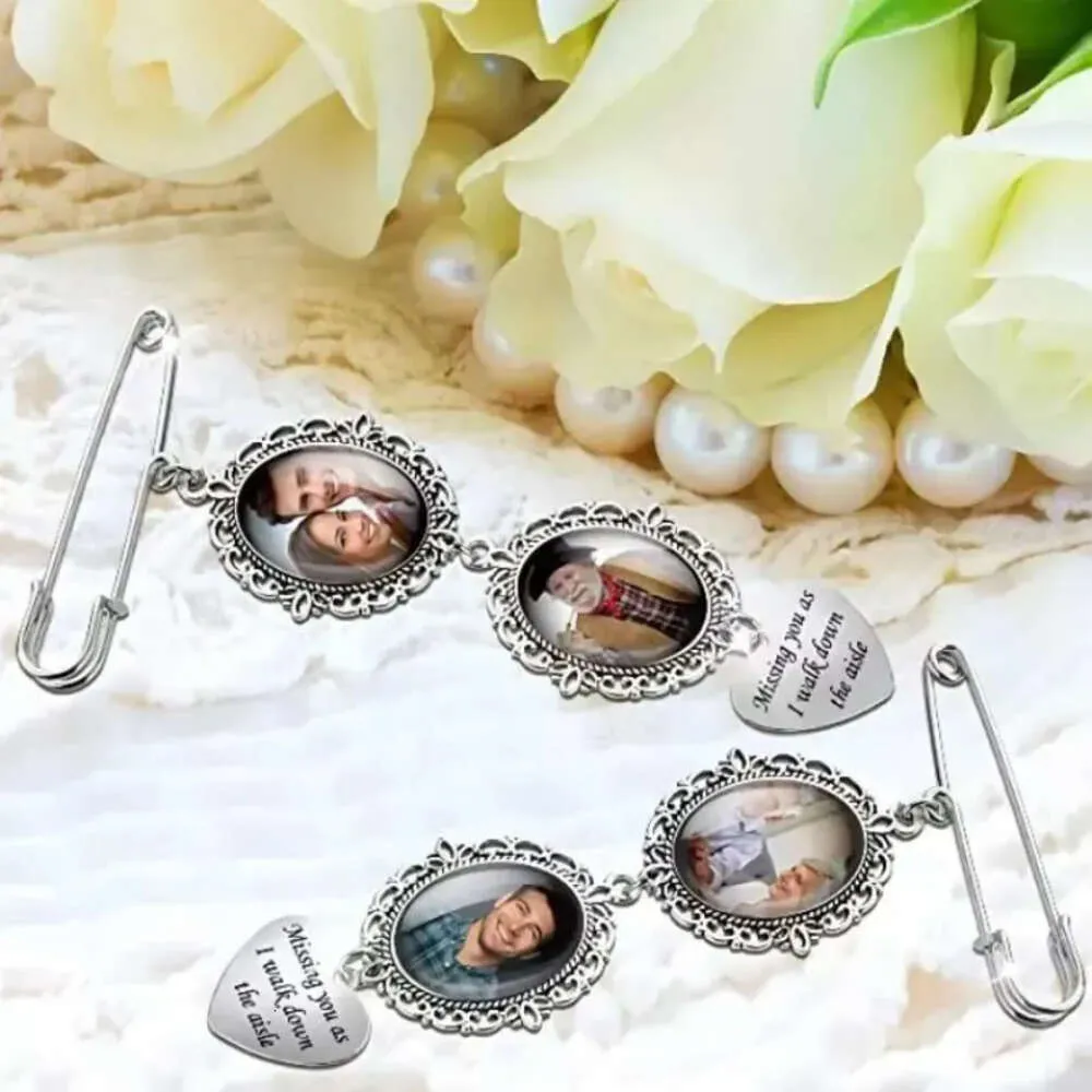 Favor Party Wedding Sublimation Brooch Pin Metal Pendants Bouquet Photo Charms Brooches DIY Gift Fy5728 es