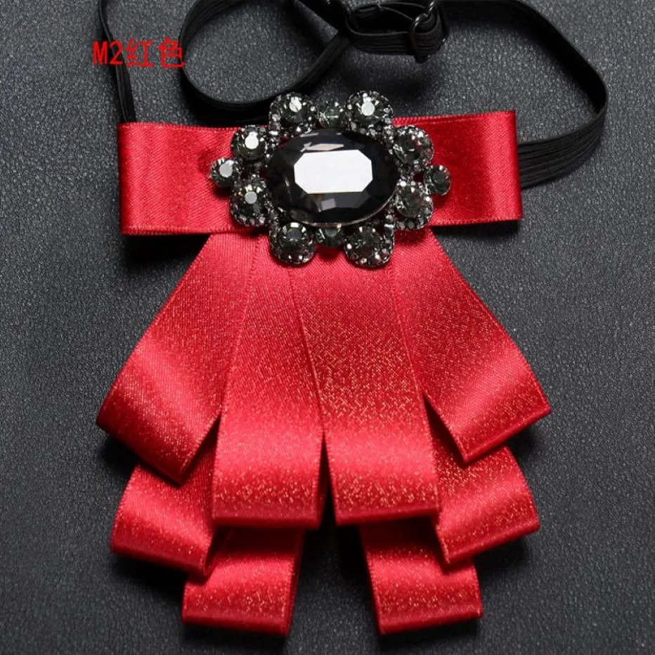 9 Color Formal Men Ribbon Double-Layer Collar Flower With Crystal Decoration Man Wedding Groom Ribbon Bow Tie Necktie 271B