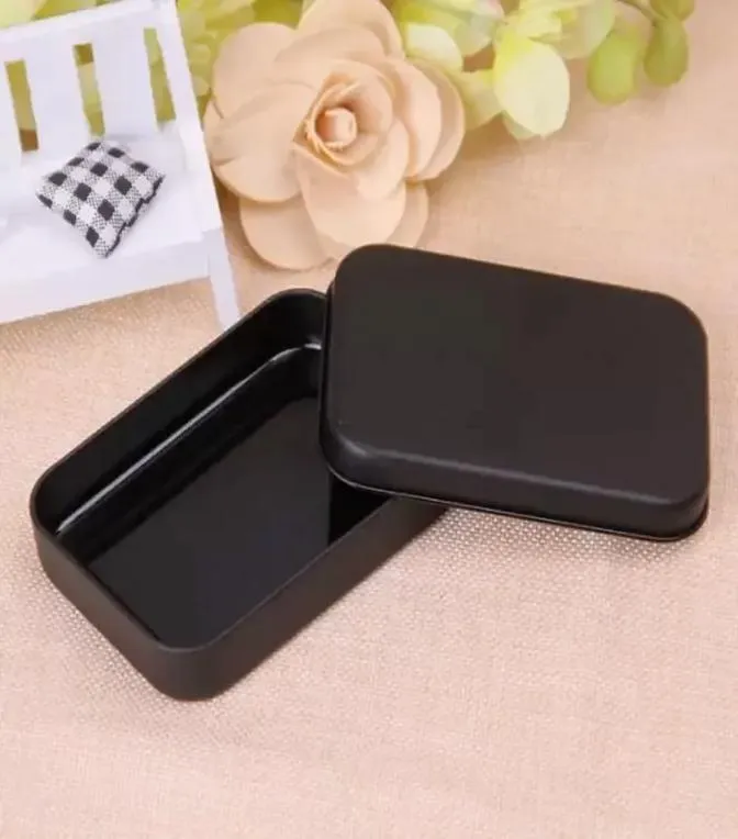 Rectangle Tin Box Black Metal Container Boxes Candy Jewelry Playing Carte Storage6955460