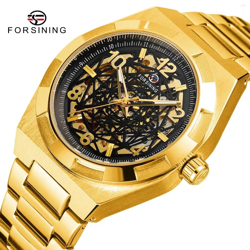 Wristwatches Forsining Automatic Watch Men Bird Nest Dial Design Tourbillon Skeleton Mechanical Luminous Sport Montre Homme
