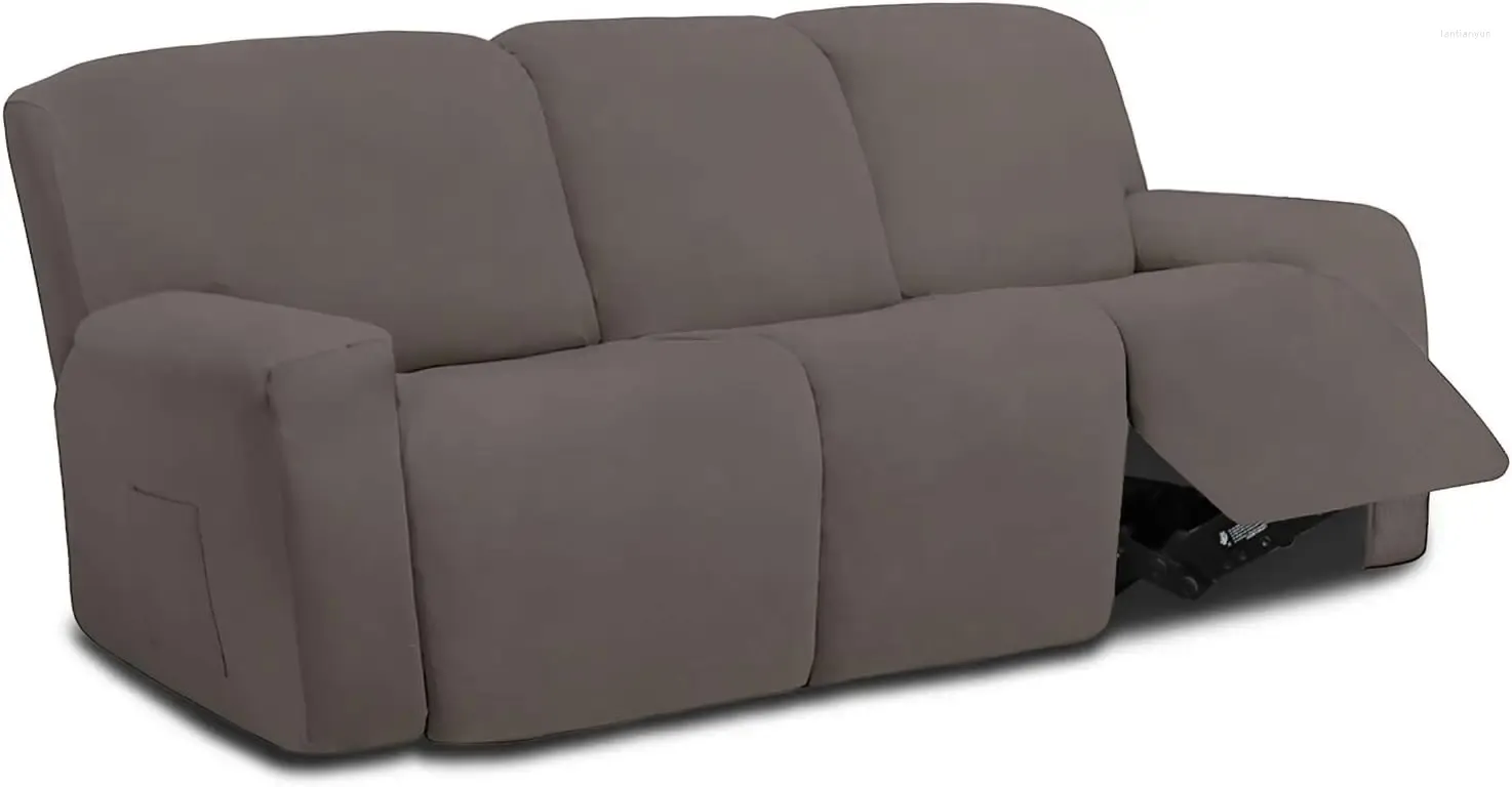 Couvriers de chaise en passant facile 8 pièces Microfibre Stretch Sectional Reclure canapé en housse molle molle ajusté à vapeur 3 sièges COUVERT