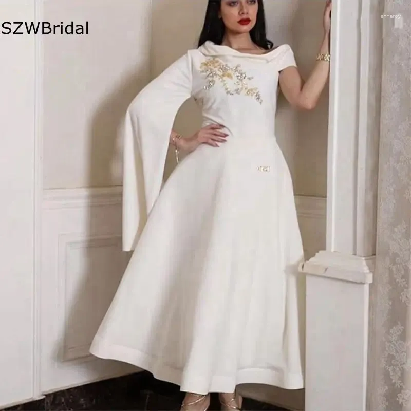 Sukienki imprezowe Przyjazd biały spandex satyna Dubai wieczór 2024 Abiye caftan sukienki vestidos de fiesta celebrytka