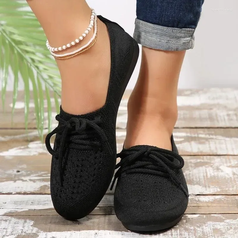 Casual Shoes 2024 Autumn Women's Fashion Lace Up Mesh Breathable Flat Round Toe Walking Shopping Mom