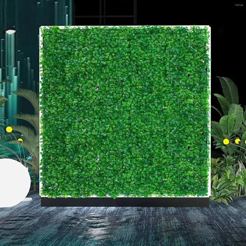 Fleurs décoratives 12pcs Grass mur artificiel panneaux de buis de buis de haies en arrière-plan décoration verte jardin extérieur 60x40x4cm