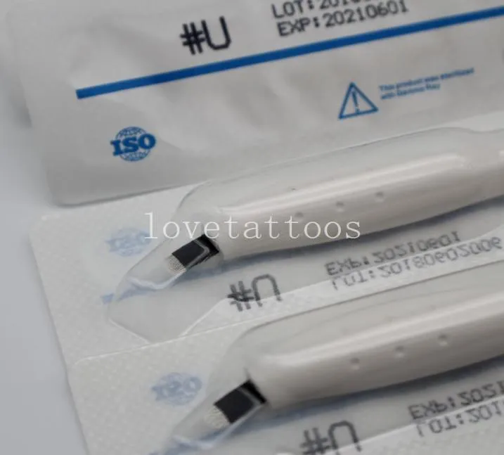 10 -st toe wegwerpmicroblading pen met 18pins u vorm wenkbrauw tattoo mes microblading shading handtool7593745