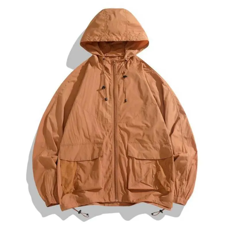 Camicie casual maschile 100% nylon 2024 giacca in pelle estiva UPF 50+UV a crema solare maschile Ultra leggera cappotto sportivo cappa con cappuccio Q240510