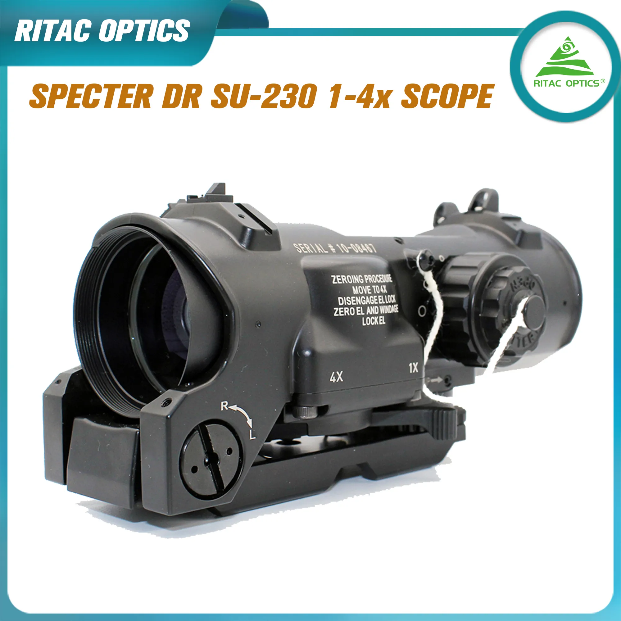 Ritac Optics Elcan Specter Dr Su-230 Tactical Rifle Scope 1x-4x Fixat Dual Purpose Scope Red Belysinerad röd dot syn för gevärjaktskytte med gummitäcken