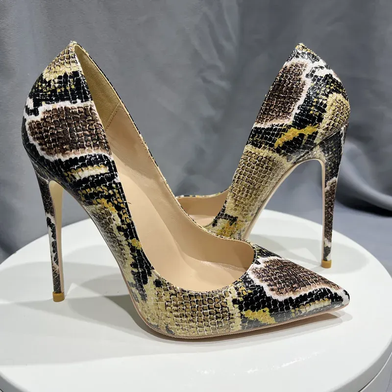 Brand Fashion Women Pompes Snake Skin Street Style Pompe del tallone super alto sexy punta puntata 8 cm 10 cm 12 cm comode scarpe da festa comode
