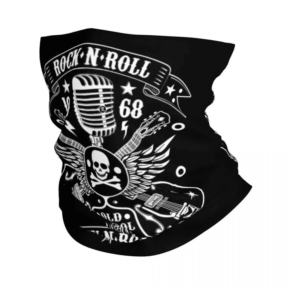 Fashion Face Masks Neck Gaiter Rock Skull Rockabily Bikers Rockers Vintage Rockers Hiver Bandeau chaude Mentide Randonnée Running Tube Swarage Bandage Gait Q240510