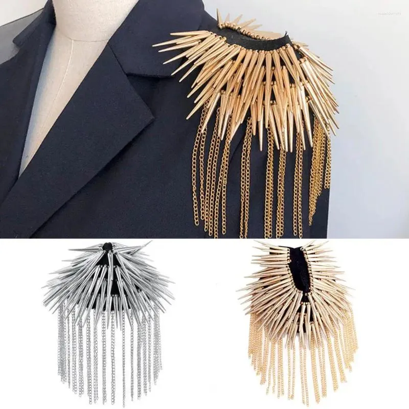 Broschen attraktive Brosche EPAULETTE HIP-HOP-SCHULTER Exquisite Fringe Blazer Rivet Kette Uniform DIY