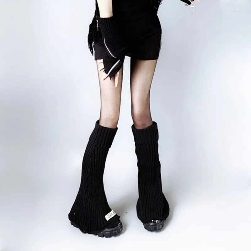 Chaussettes de femmes S Lolita Bow Knee High Tricot Patchwork Boot Cuffs Japonais