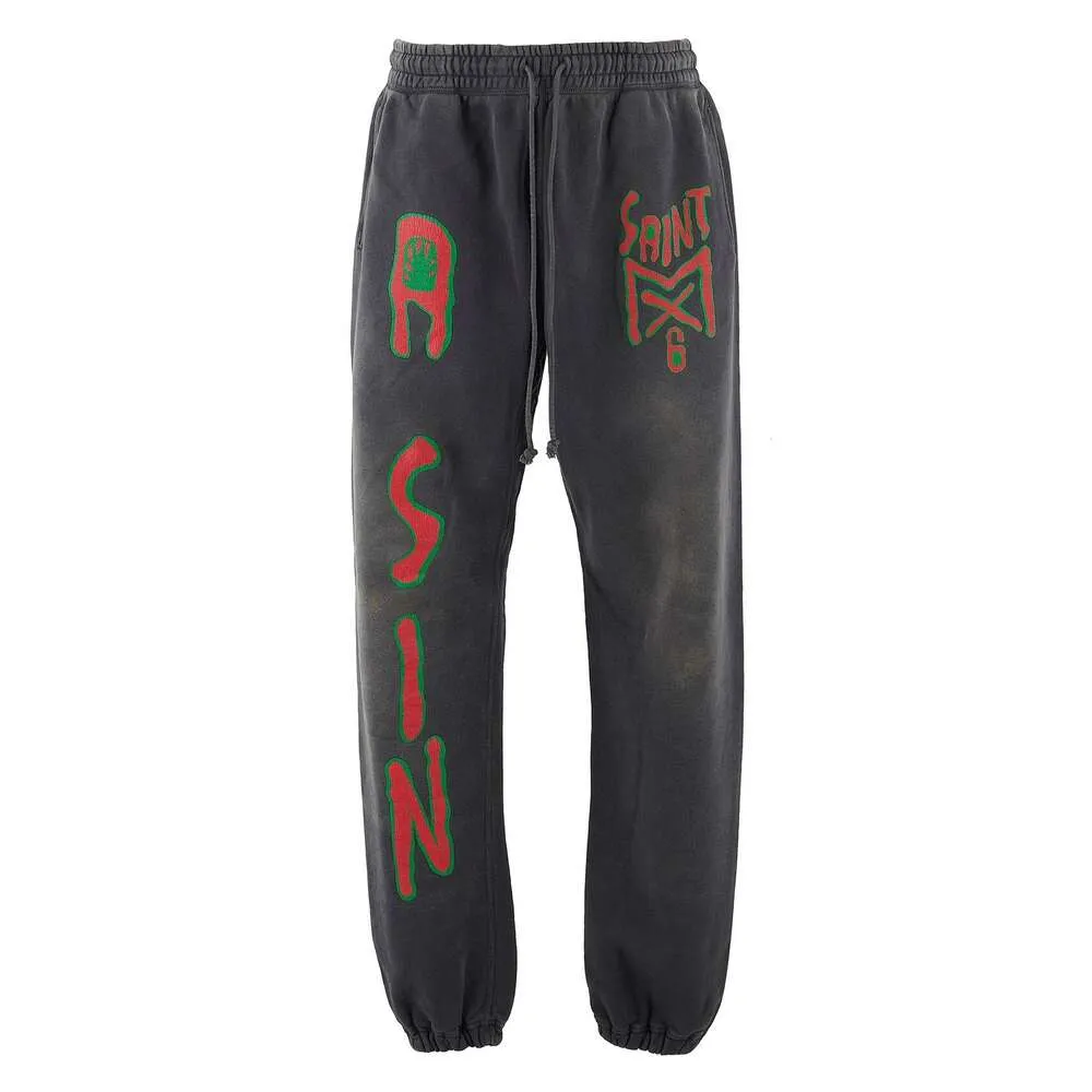 Men's Pants Completely correct Saint Michael MX6 cracked printed sweat pant  pants