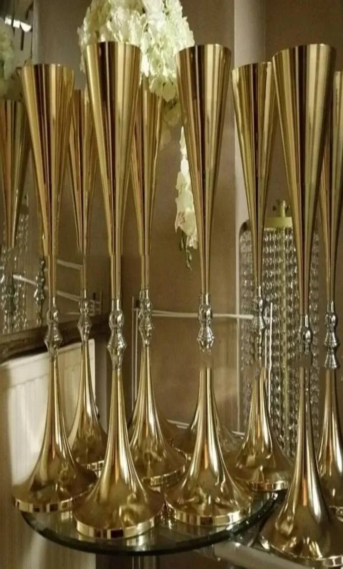 Vazolar 10pcs satan 69cm boyunda Altın Candelabra Centerpiece Yudao11973642241