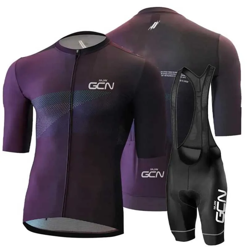 Fani na szczycie Tees Nowe 2023 Raudax GCN Summer Męskie koszulki rowerowe set oddychający koszulka odzież górska Riding Suit Q240511