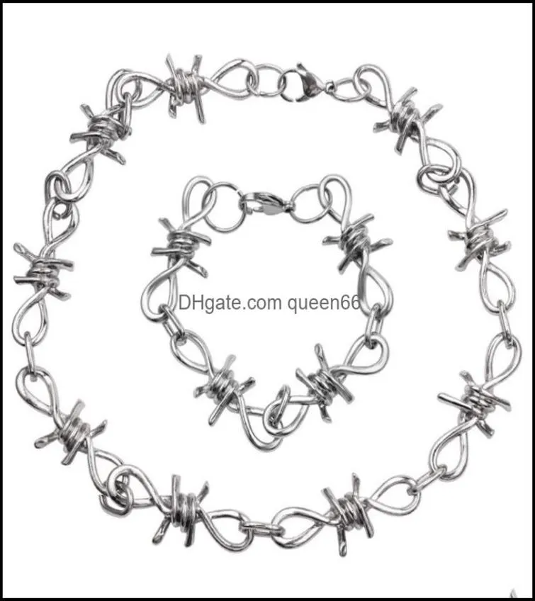 Colliers de cou pendants joelrychokers femmes hip-hop gothique punk style barbelé petite chaîne de petites ronces de fer unisex fun 6016378