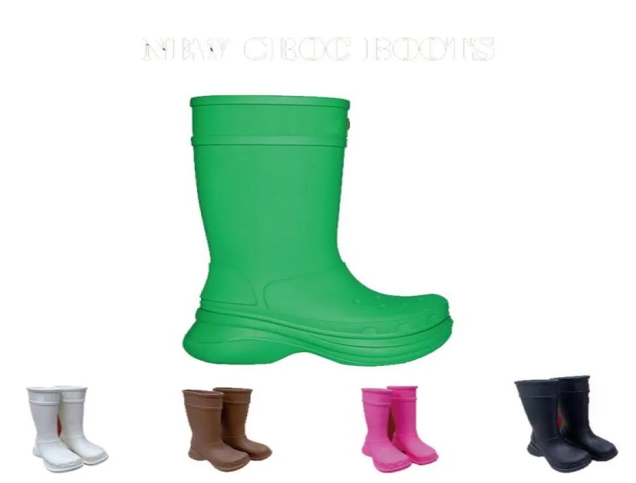 Designer Rain Boots Cross Triples gummi runda huvudet lyxigt vattentäta kvinnor startar europeiska amerikanska modestövlar med tjocka sulor storlek 35-452192474