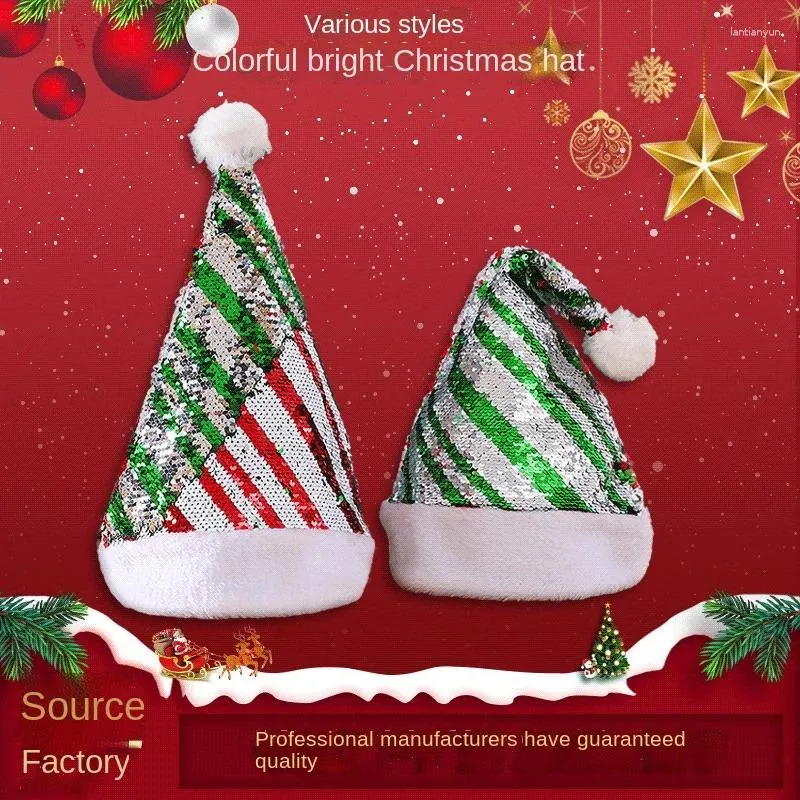 Ubrania dla psów świąteczne czapkę brokat czerwony zielony miękki zwierzak Święty Mikołaj na imprezowe zapasy z imprezami pompom unisex