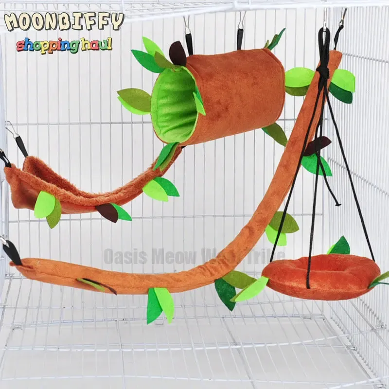 Ropeway Tunnel Hamster Toy Nest House Leaf Decoration Accessories Hammock Squirrel Guinea Pig Chinchilla Ferret Stairs Rodent 240510