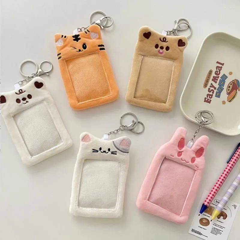 Frames Kpop Pocard Holder Cartoon Animal Po Soft Plush Card Binder Pendant School Stationery Sweet Cute Cover