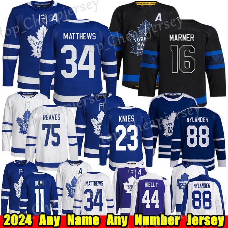 # 34 Auston Matthews Toronto Maple Hockey Jersey # 16 Mitchell Marner William Nylander Ryan Reaves Morgan Rielly Max Domi Woll Matthew Knies John Tavares Leafs