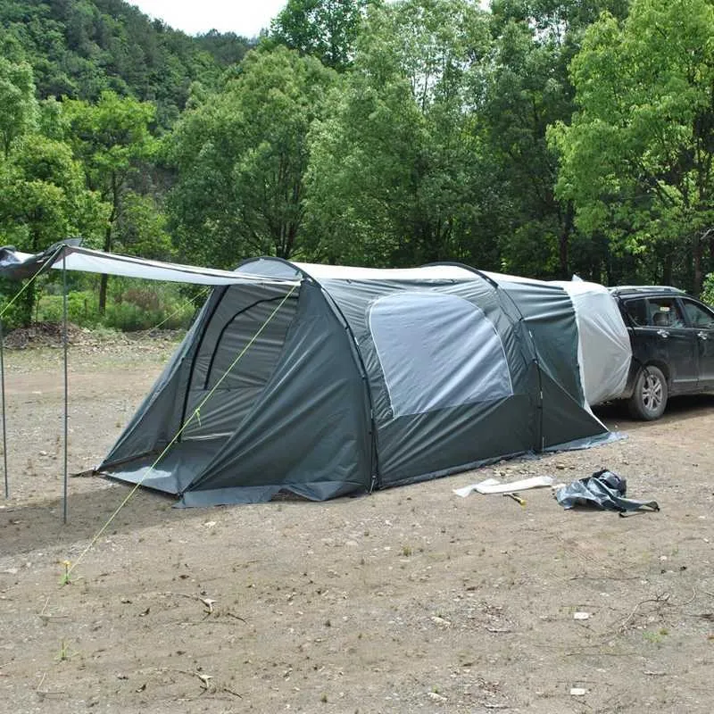 Tents and Shelters Upgraded SUV rear tent with rain canopy including a pair of support poles for outdoor camping tourism equipment 5-8 peopleQ240511