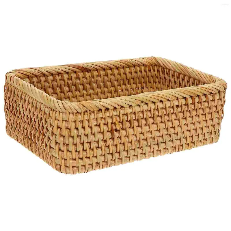 Bouteilles de rangement Panier tissé Drindries Organisateur Coudlay Plastique Snack Rustique Simple Living Room Decor Manuel Pastoral Style Rattan