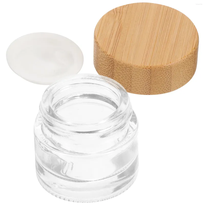 Bouteilles de rangement Coud Bambou Crème Bouteille Échantillon Bottes de maquillage Récitants Coiffis de maquillage avec couvercles Small Body Butter Hydratrizer