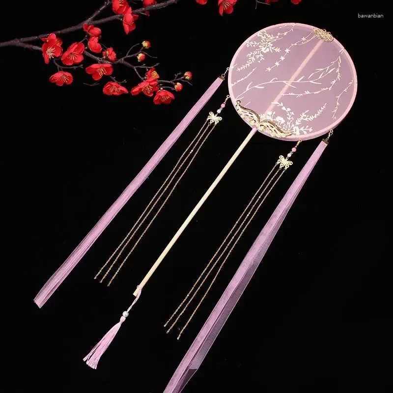 Dekorative Figuren aqumotische chinesische Fan Tuanfan Kreisende Schönheit Quasten Fans mondförmiger 1pc Hanfu Accessoires Alte Kleidung für Mädchen